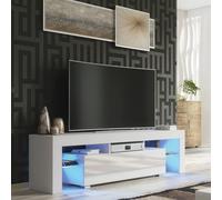 Creative Furniture Aria Tv Unit 160Cm White With High Gloss Doors And Led Lights White