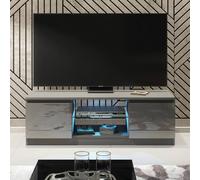 TV Unit 120cm Dark Grey Modern Stand Gloss Doors Creative Furniture Dark Grey Medium