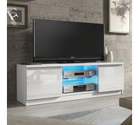 Creative Furniture Aura TV Unit 120cm - A Compact & Contemporary Cabinet with Gloss Doors & LED Lights in White Creative Furniture White