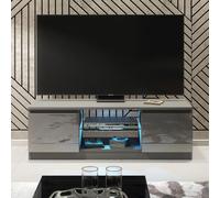 TV Unit 120cm Dark Grey Modern Stand Gloss Doors Creative Furniture Dark Grey Medium