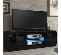 Creative Furniture Aura Tv Unit 120Cm - Black With Gloss Doors And Led Lights
