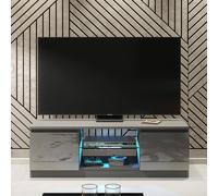 Creative Furniture Aura Tv Unit 120Cm - Dark Grey With Gloss Doors And Led Lights Dark Grey