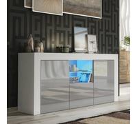 Creative Furniture Aurora Sideboard 145Cm - A Modern And Practical Cabinet With Gloss Doors And Led Lights In Grey Grey