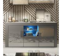 Creative Furniture Aurora Sideboard 145Cm - A Modern And Practical Cabinet With Gloss Doors And Led Lights In Dark Grey Dark Grey