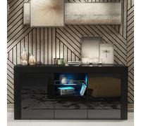 Creative Furniture Aurora Sideboard 145Cm - Black With Gloss Doors And Led Lights