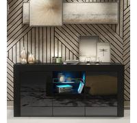 Creative Furniture Aurora Sideboard 145Cm - Black With Gloss Doors And Led Lights Black