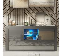 Creative Furniture Aurora Sideboard 145Cm - Dark Grey With Gloss Doors And Led Lights