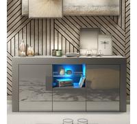 Creative Furniture Aurora Sideboard 145Cm - Dark Grey With Gloss Doors And Led Lights Dark Grey