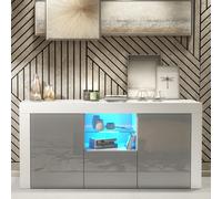 Creative Furniture Aurora Sideboard 145Cm - White & Grey Gloss Doors And Led Lights