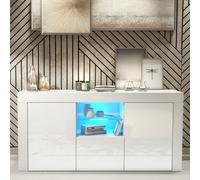 Creative Furniture Aurora Sideboard 145Cm - White With Gloss Doors And Led Lights
