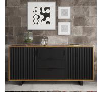 Creative Furniture Blackridge Sideboard 140Cm - Dark Oak With Black Fluted Doors & Drawer