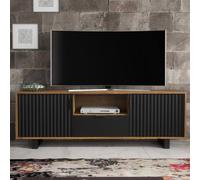 Creative Furniture Blackridge Tv Unit 160Cm - Dark Oak With Black Fluted Doors & Drawer In Brown Brown