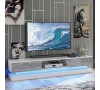 Creative Furniture Bloom TV Unit 180cm - A Functional & Contemporary Cabinet with Gloss Doors & LED Lights in Grey Creative Furniture Grey