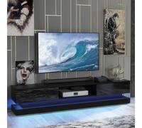 Creative Furniture Bloom Tv Unit 180Cm - Black With Gloss Doors And Led Lights