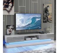 Creative Furniture Bloom Tv Unit 180Cm - White & Grey Gloss Doors And Led Lights
