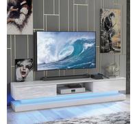 Creative Furniture Bloom Tv Unit 180Cm - White With Gloss Doors And Led Lights