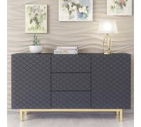 Creative Furniture Diamond Luxe Sideboard 140Cm - Luxury Cabinet With Push To Open Storage In Dark Grey Dark Grey One Size
