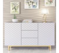 Creative Furniture Diamond Luxe Sideboard 140cm - Luxury Cabinet with Push to Open Storage in White Creative Furniture White