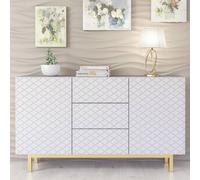 Creative Furniture Diamond Luxe Sideboard 140Cm - Luxury Cabinet With Push To Open Storage In White White One Size