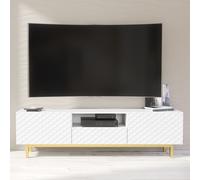 Creative Furniture Diamond Luxe TV Unit 180cm - Luxury Cabinet with Push to Open Storage in White Creative Furniture White