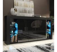 Creative Furniture Eden Sideboard 164Cm - A Sophisticated And Spacious Cabinet With Gloss Doors And Led Lights In Black Black One Size