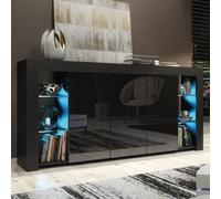 Creative Furniture Eden Sideboard 164cm - A Sophisticated & Spacious Cabinet with Gloss Doors & LED Lights in Black Creative Furniture Black