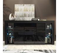 Creative Furniture Eden Sideboard 164Cm - Black With Gloss Doors And Led Lights Black One Size
