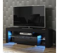 Creative Furniture Floe Tv Unit 130Cm - Black With Gloss Doors And Led Lights