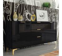Creative Furniture Goldline Gloss Sideboard 140cm - Sleek Full-Gloss Design in White or Black Creative Furniture Black