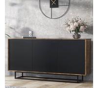 Creative Furniture Halo Loft Sideboard 160Cm - Industrial-Style Sideboard With Rustic, Oak & Black Matt Doors In Dark Brown Dark Brown One Size