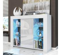 Creative Furniture Harbor Sideboard 97Cm - A Stylish And Functional Cabinet With Gloss Doors And Led Lights In White White