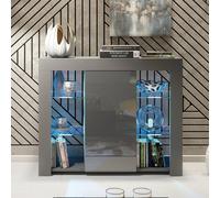 Creative Furniture Harbor Sideboard 97Cm - A Stylish And Functional Cabinet With Gloss Doors And Led Lights In Dark Grey Dark Grey One Size
