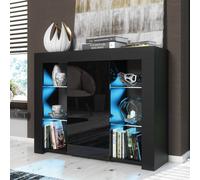 Creative Furniture Harbor Sideboard 97Cm - A Stylish And Functional Cabinet With Gloss Doors And Led Lights In Black Black