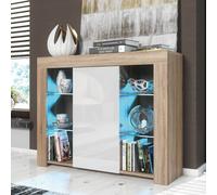 Creative Furniture Harbor Sideboard 97Cm - A Stylish And Functional Cabinet With Gloss Doors And Led Lights In Light Oak Light Oak