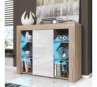 Creative Furniture Harbor Sideboard 97cm - A Stylish & Functional Cabinet with Gloss Doors & LED Lights in Light Oak Creative Furniture Light Oak
