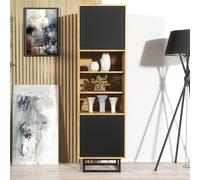 Creative Furniture Harmony Loft Display Cabinet 175Cm - Dark Oak & Black Multi