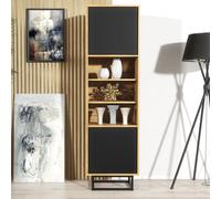 Harmony Loft Display Cabinet 175cm - Loft-Inspired Storage with Rustic, Oak & Black Matt Doors Creative Furniture Multi One Size