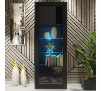 Creative Furniture Illume Display Cabinet 170Cm - Black With Gloss Doors And Led Lights Black
