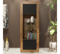 Creative Furniture Illume Display Cabinet 170Cm - Dark Oak & Black Matt Doors