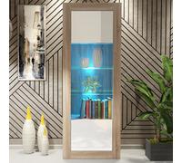 Creative Furniture Illume Display Cabinet 170Cm - Oak & White Gloss Doors And Led Lights