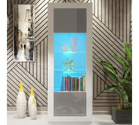 Creative Furniture Illume Display Cabinet 170Cm - White & Grey Gloss Doors And Led Lights