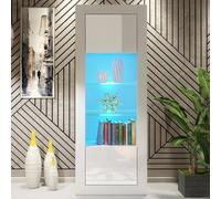 Creative Furniture Illume Display Cabinet 170Cm - White With Gloss Doors And Led Lights White