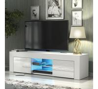 Creative Furniture Loom TV Unit 130cm - A Minimalist & Sophisticated Cabinet with Gloss Doors & LED Lights in White Creative Furniture White