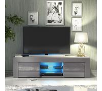 Creative Furniture Loom TV Unit 130cm - A Minimalist & Sophisticated Cabinet with Gloss Doors & LED Lights in Dark Grey Creative Furniture Dark Grey
