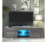 Creative Furniture Loom Tv Unit 130Cm - Dark Grey With Gloss Doors And Led Lights