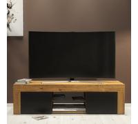 Creative Furniture Loom Tv Unit 130Cm - Dark Oak & Black Matt Doors