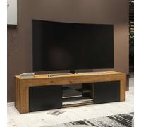 Creative Furniture Loom Tv Unit 130Cm Modern - Oak With Black Matt Doors In Brown Brown