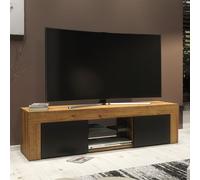 Creative Furniture Loom TV Unit 130cm Modern - Oak with Black Matt Doors in Brown Creative Furniture Brown