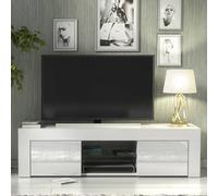Creative Furniture Loom Tv Unit 130Cm - White With Gloss Doors White One Size