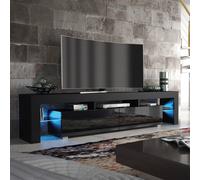 Creative Furniture Nova Tv Unit 200Cm - A Spacious And Modern Cabinet With Gloss Doors And Led Lights In Black Black